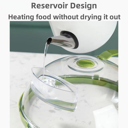 Microwave Splatter Cover with Built-In Water Steamer