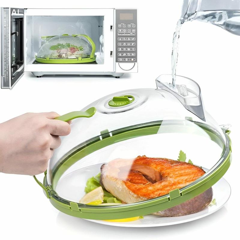Microwave Splatter Cover with Built-In Water Steamer
