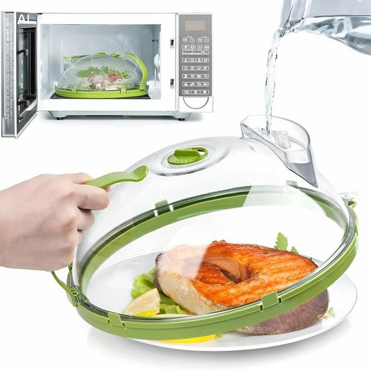 Microwave Splatter Cover with Built-In Water Steamer